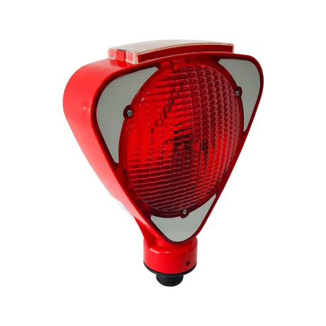 SET 10 buc. Lampi pentru semnalizare lucrari, suport rotativ, reflectorizanta, lumina intermitenta rosie
