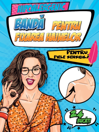 Banda dublu adeziva pentru fixarea hainelor, set 24 bucati, 25 x 75mm