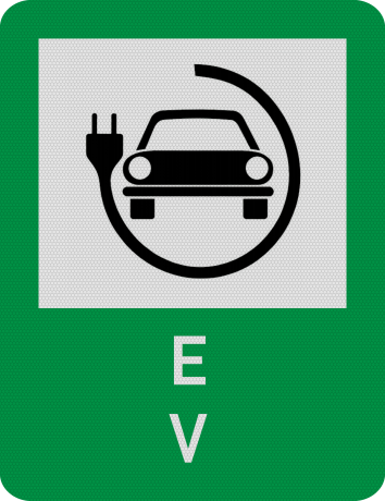 Stație Încărcare Electrică - VERDE - Indicator rutier - Semn de Circulație Metalic 65x50cm