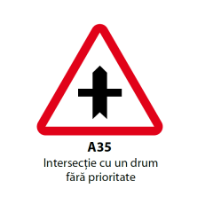 Intersectie cu un drum fara prioritate (A35), Indicator rutier | Semn de circulatie