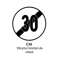 Sfarsitul limitarii de viteza, 30km, Indicator rutier | Semn de circulatie