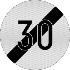 Sfarsitul limitarii de viteza, 30km, Indicator rutier | Semn de circulatie