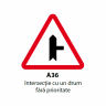 Intersectie cu un drum fara prioritate (A36), Indicator rutier | Semn de circulatie