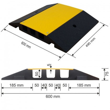 Protectie pentru cabluri, pod pentru cablu, 3 canale Ø 5cm
