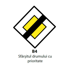 Sfarsitul drumului cu prioritate, Indicator rutier | Semn de circulatie