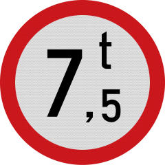 Accesul interzis vehiculelor avand masa mai mare de 7,5 tone, Indicator rutier | Semn de circulatie