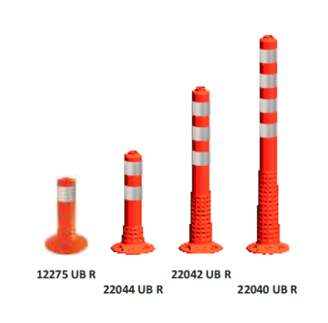 Stalp portocaliu din cauciuc inaltime 45cm, soclu cu filet integrat, TPE