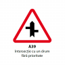 Intersectie cu un drum fara prioritate (A39), Indicator rutier | Semn de circulatie