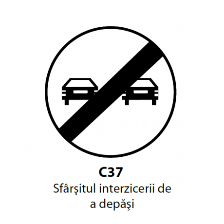 Sfarsitul interzicerii de a depasi C37, Indicator rutier | Semn de circulatie
