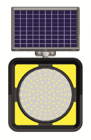 Indicator rutier solar cu leduri pentru avertizarea zonelor cu lucrari