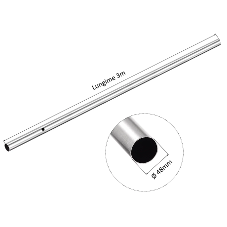 Stalp metalic, inaltime 3 metri, Ø 4.8 cm, ideal pentru oglinzi si indicatoare rutiere