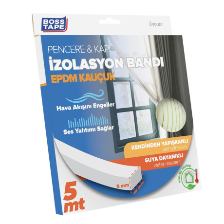 Banda EPDM, etansare si izolare, ALB, 15mm x 5m, adeziva, pentru usi si ferestre