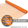 Plasa imprejmuire lucrari 1m x 50 metri, 90 gr/mp, ochiuri 4x7cm, Portocaliu Intens