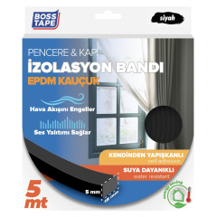 Banda EPDM, pentru etansare si izolare, NEGRU, 15mm x 5m, adeziva, pentru usi si ferestre