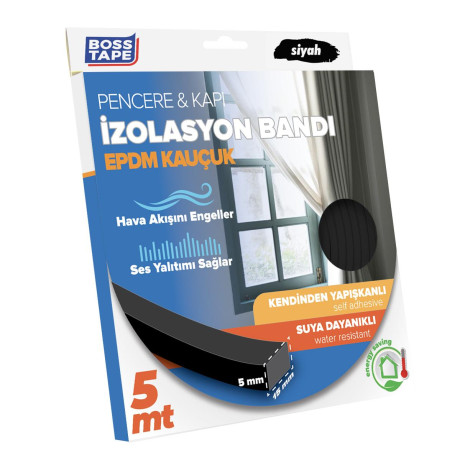 Banda EPDM, pentru etansare si izolare, NEGRU, 15mm x 5m, adeziva, pentru usi si ferestre