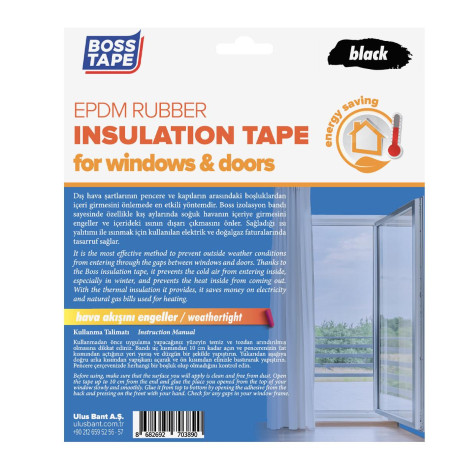 Banda EPDM, pentru etansare si izolare, NEGRU, 15mm x 5m, adeziva, pentru usi si ferestre