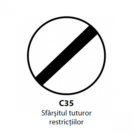 Sfarsitul tuturor restrictiilor C35, Indicator rutier | Semn de circulatie