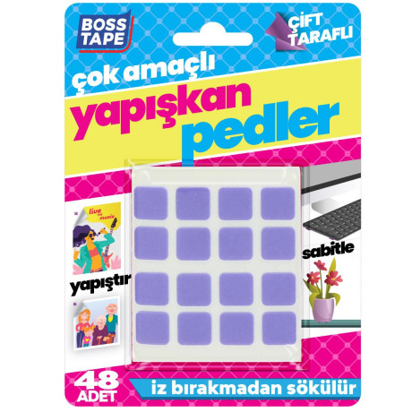 Pastile adezive nepermanente, pentru obiecte usoare, set 48 buc, 12 x 12mm