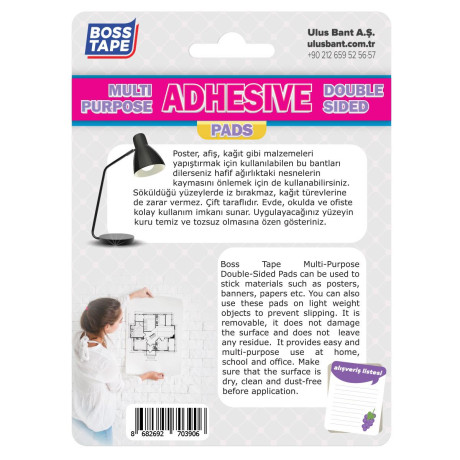 Pastile adezive nepermanente, pentru obiecte usoare, set 48 buc, 12 x 12mm