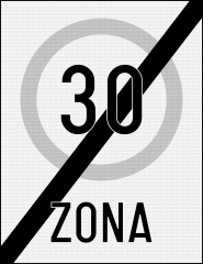 Sfarsitul zonei cu viteza limitata la 30 km/h, Indicator rutier | Semn de circulatie