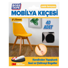 Protectii autoadezive 3M pentru pardoseala, forma rotunda, 25 mm, negru, set 40 bucati