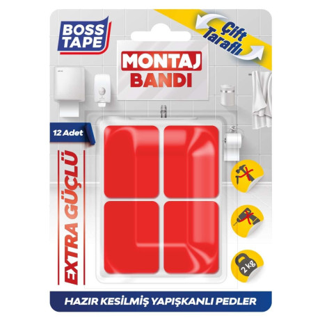 Set 12 buc Benzi adezive de montaj, 25 x 30mm, pana la 2kg