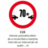 Interzis autovehiculelor de a circula fara a mentine intre ele un interval de cel putin ... m, Indicator rutier | Semn de circulatie