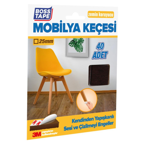 Protectii autoadezive 3M pentru pardoseala, forma patrata, 25 mm, maro, set 40 bucati