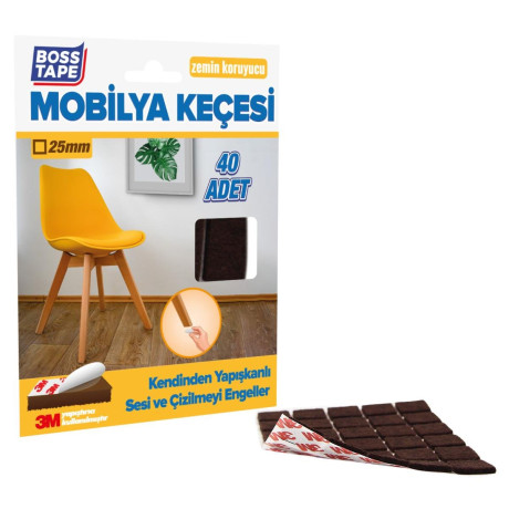 Protectii autoadezive 3M pentru pardoseala, forma patrata, 25 mm, maro, set 40 bucati