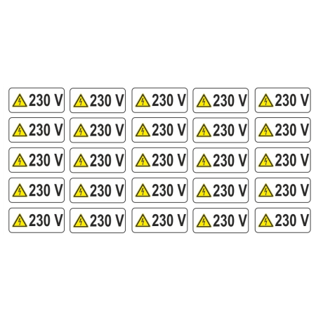 50 buc. etichete autocolante, semnalizare prize, 20x65mm, 230V