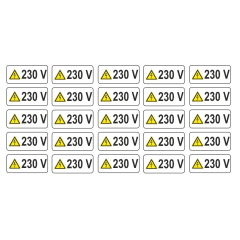 50 buc. etichete autocolante, semnalizare prize, 20x65mm, 230V