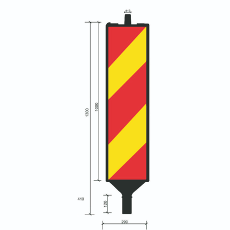 Baliză din PVC 25 x 100cm, direcțională stânga/dreapta, folie CLASA 2, fără SUPORT