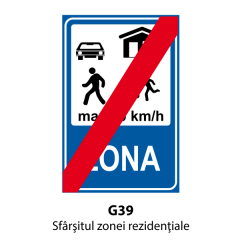 Sfarsitul zonei rezidentiale, Indicator rutier | Semn de circulatie