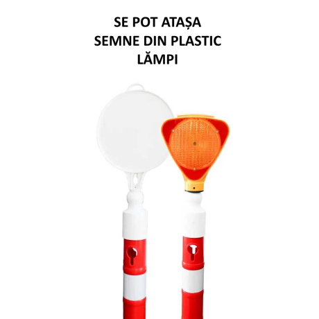 Stalp mobil cu 3 benzi reflectorizante, inaltime 1.10m, baza din PVC, greutate 6.50kg