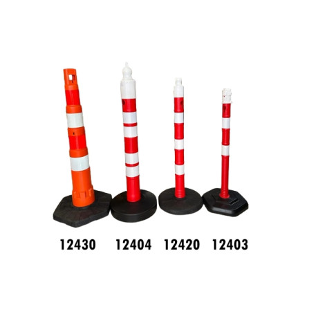 Stalp mobil cu 3 benzi reflectorizante, inaltime 1.10m, baza din PVC, greutate 6.50kg