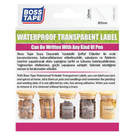 Benzi adezive transparente, waterproof, organizare, 30 buc, 5 x 8cm