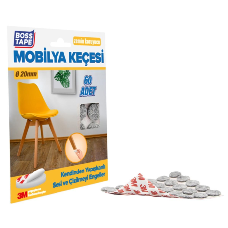 Protectii autoadezive 3M pentru pardoseala, forma rotunda, 20 mm, gri, set 60 bucati