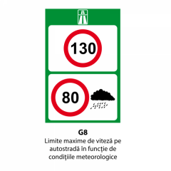 Limite maxime de viteza pe autostrada in functie de conditiile meteorologice, Indicator rutier | Semn de circulatie