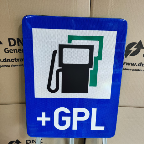 Statie de alimentare cu carburanti, inclusiv benzina fara plumb si gaz petrolier lichefiat, Indicator rutier | Semn de circulatie