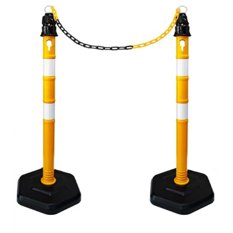 SET 2 Stalpi mobili cu 3.7 kg si lant galben-negru de 3 metri lungime