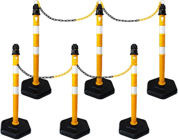 SET 2 Stalpi mobili cu 3.7 kg si lant galben-negru de 3 metri lungime