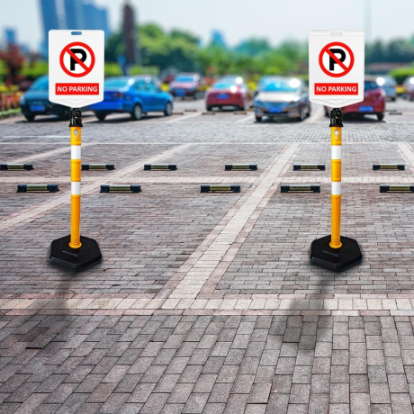 SET 2 Stalpi mobili cu 3.7 kg si lant galben-negru de 3 metri lungime