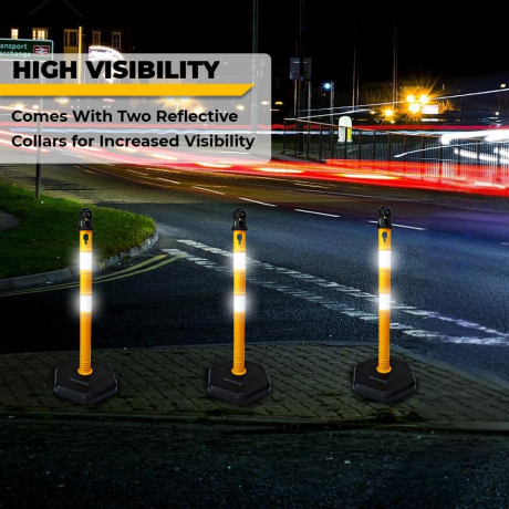 SET 2 Stalpi mobili cu 3.7 kg si lant galben-negru de 3 metri lungime