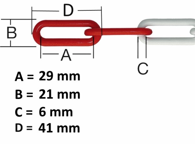 Lant Plastic 6mm, Alb Rosu, lungime 50m