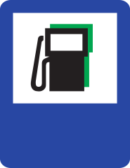 Statie de alimentare cu carburanti, inclusiv benzina fara plumb, Indicator rutier | Semn de circulatie