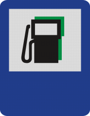 Statie de alimentare cu carburanti, inclusiv benzina fara plumb, Indicator rutier | Semn de circulatie