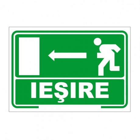 Iesire - spre stanga, semn din plastic, 20x30cm