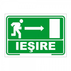 Iesire - spre dreapta, semn din plastic, 20x30cm
