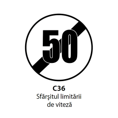 Sfarsitul limitarii de viteza, 50km, Indicator rutier | Semn de circulatie