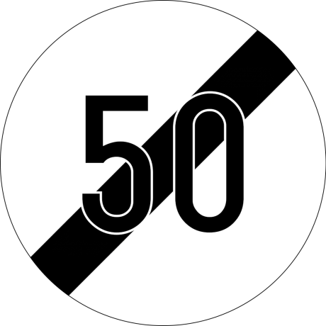 Sfarsitul limitarii de viteza, 50km, Indicator rutier | Semn de circulatie